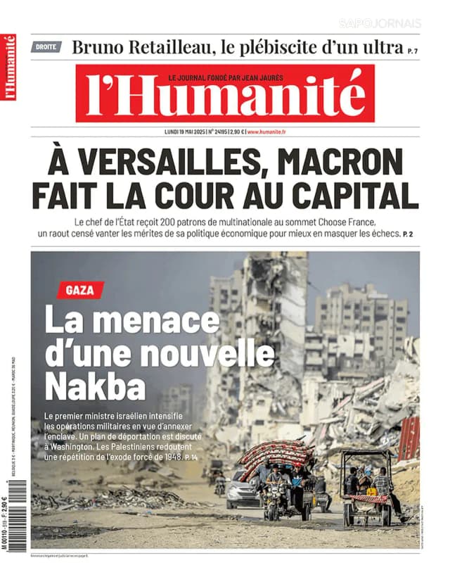 Capa jornal L'Humanité 2025-05-19