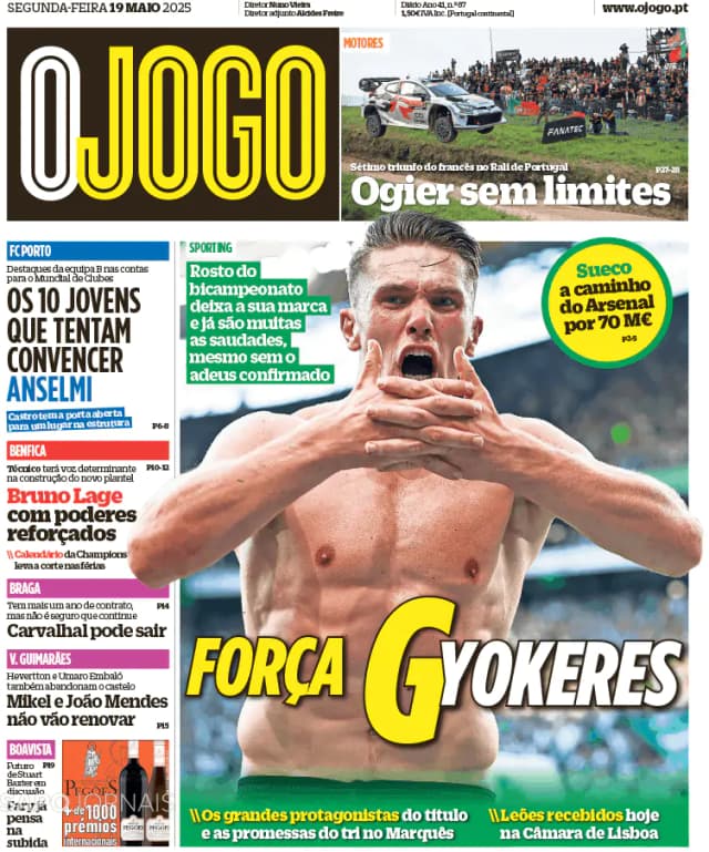 Capa jornal O Jogo 2025-05-19