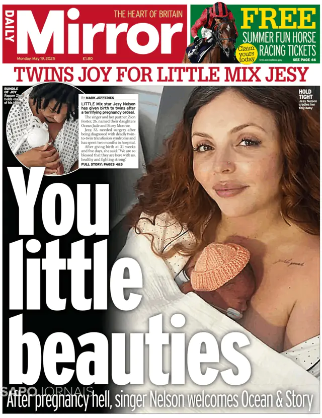 Capa jornal Daily Mirror 2025-05-19