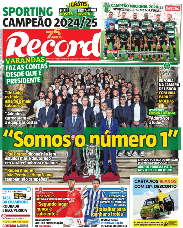 Capa jornal Record 2025-05-20