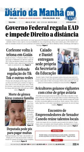 Capa jornal Diário da Manhã 2025-05-20