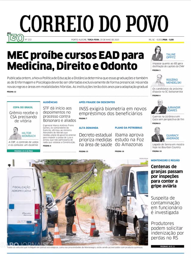 Capa jornal Correio do Povo 2025-05-20