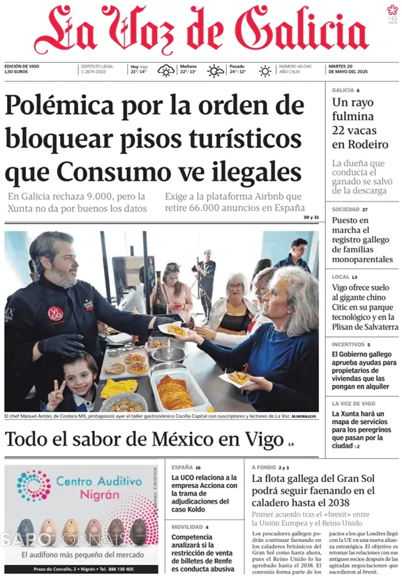 Capa jornal La Voz de Galicia 2025-05-20