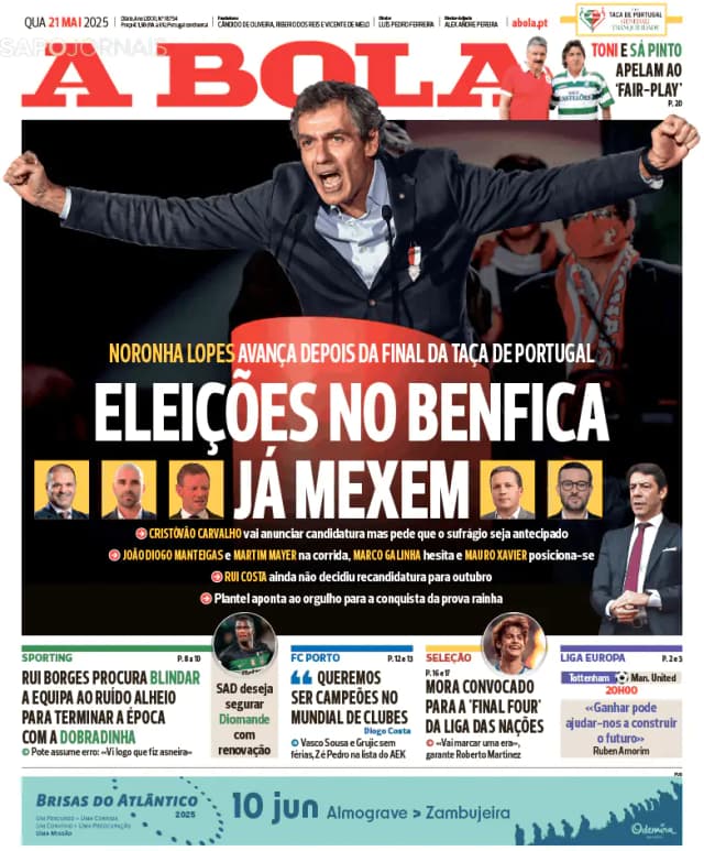 Capa jornal A Bola 2025-05-21