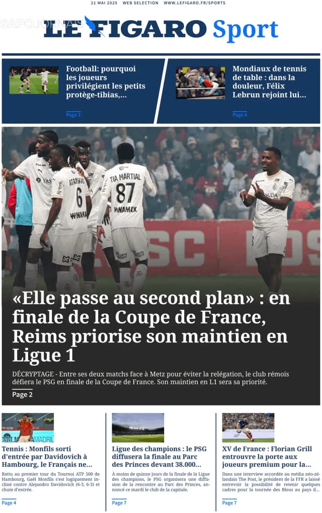 Capa jornal Le Figaro Sport 2025-05-21