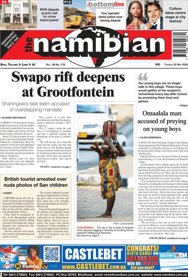 Capa jornal The Namibian 2025-05-20