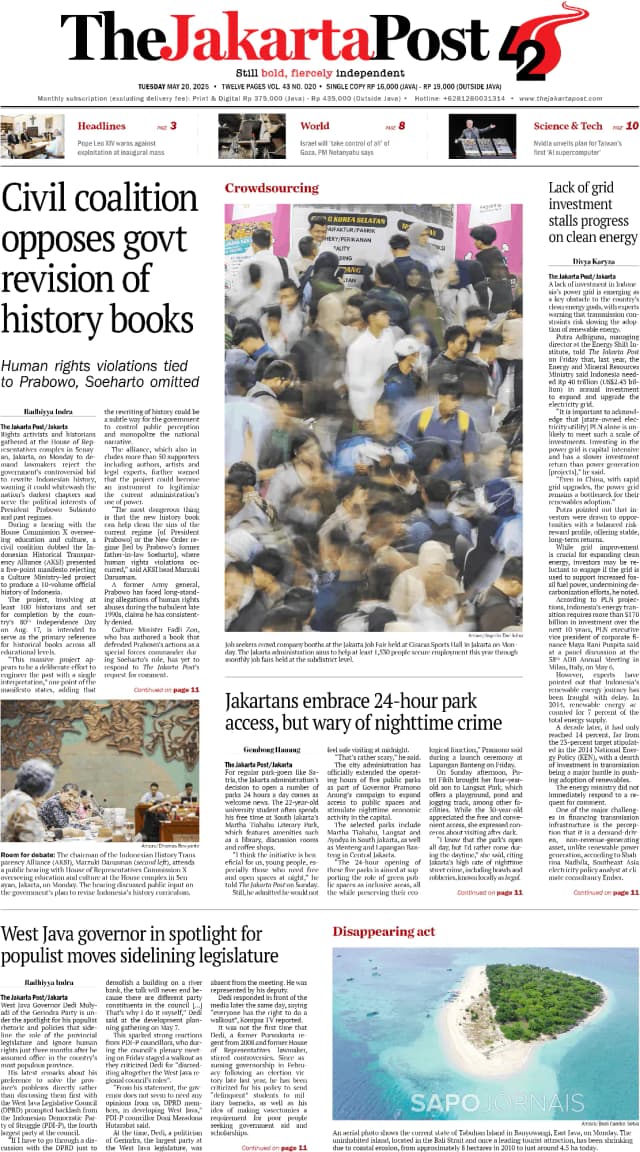 Capa jornal The Jakarta Post 2025-05-20