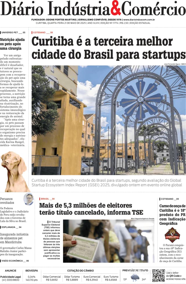 Capa jornal Diário Indústria & Comércio 2025-05-21