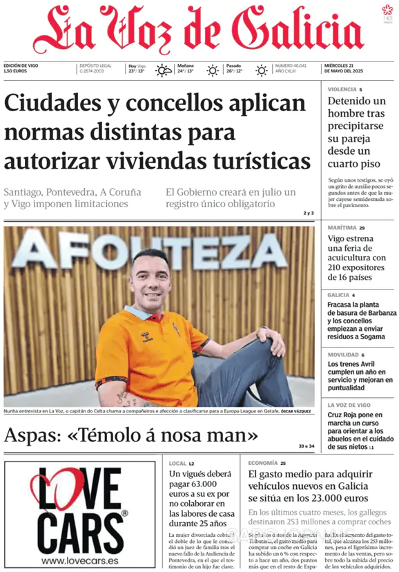 Capa jornal La Voz de Galicia 2025-05-21