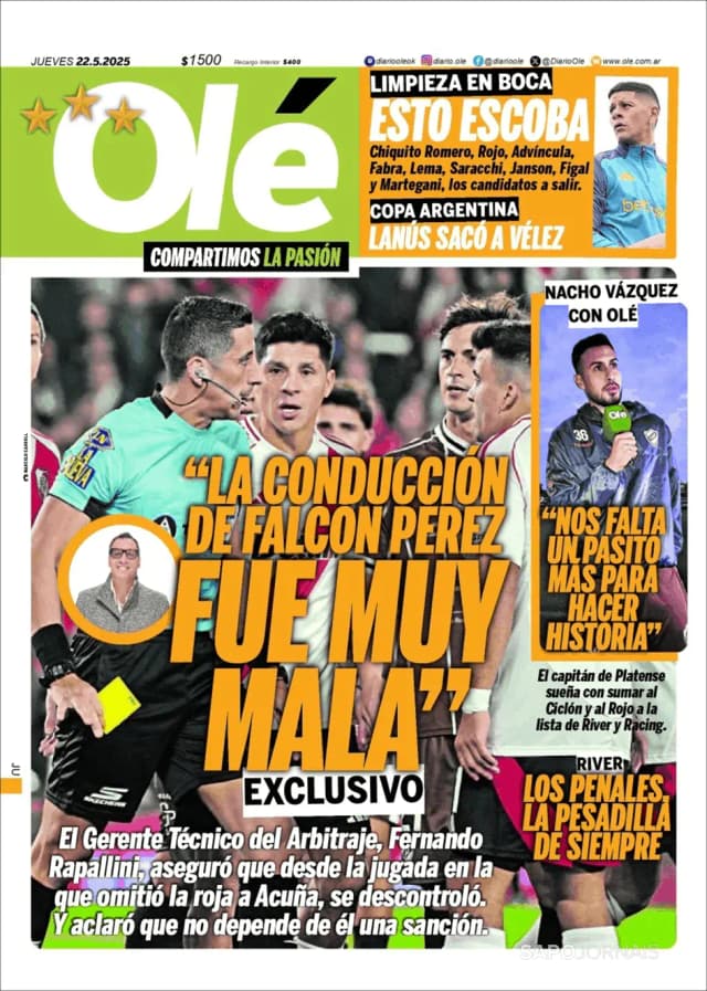 Capa jornal Olé 2025-05-22