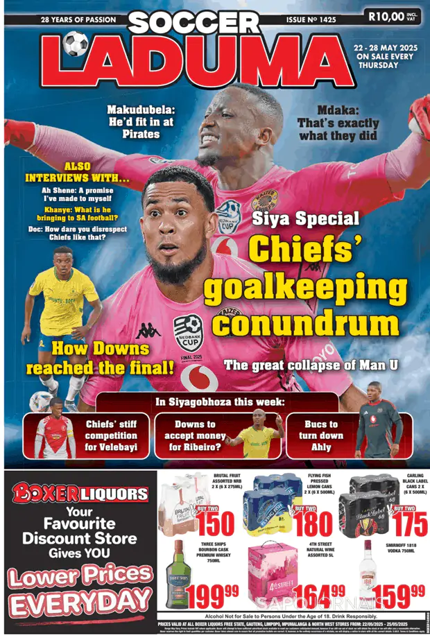Capa jornal Soccer Laduma 2025-05-22
