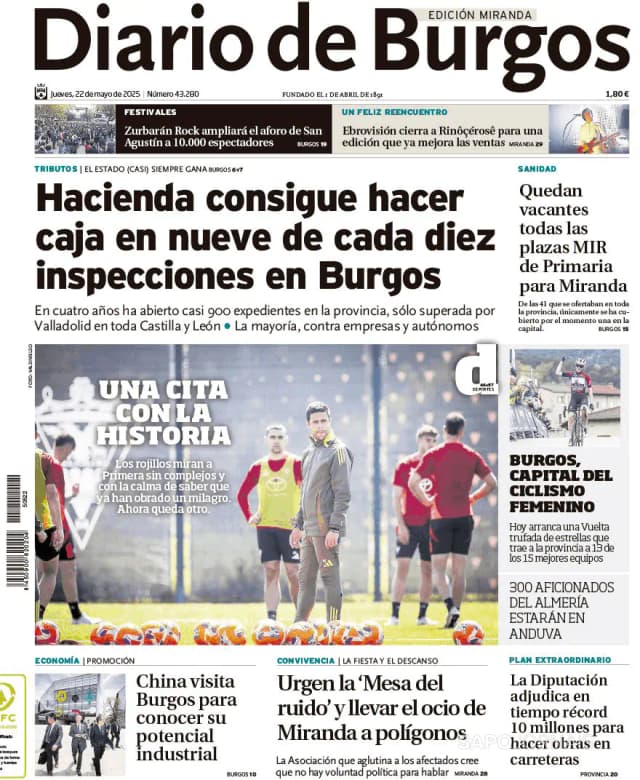 Capa jornal Diario de Burgos 2025-05-22