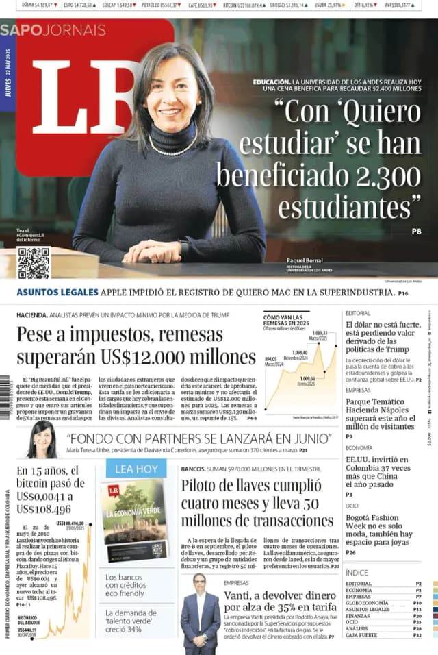 Capa jornal La Republica 2025-05-22