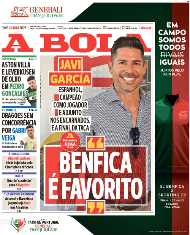 Capa jornal A Bola 2025-05-24
