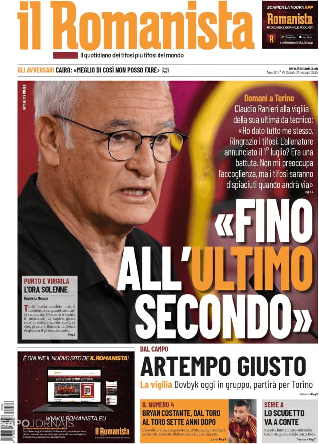 Capa jornal Il Romanista 2025-05-24