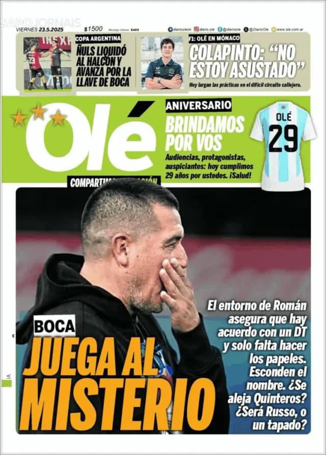 Capa jornal Olé 2025-05-23