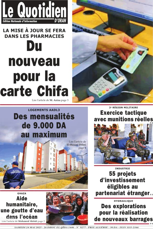 Capa jornal Le Quotidien D’Oran 2025-05-24