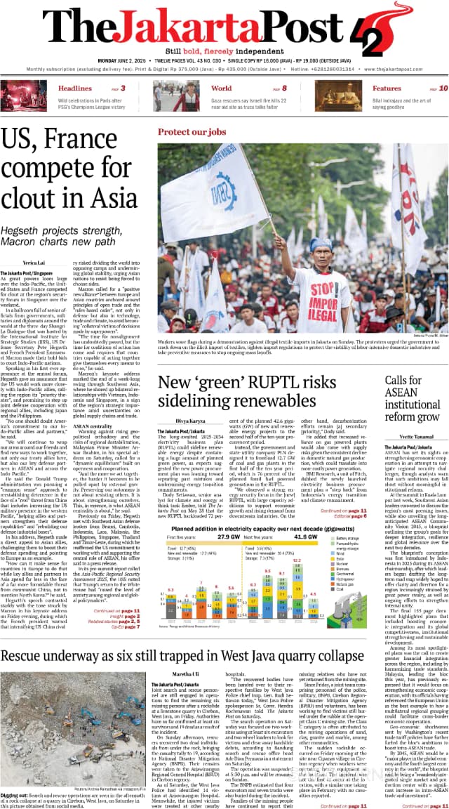 Capa jornal The Jakarta Post 2025-06-02