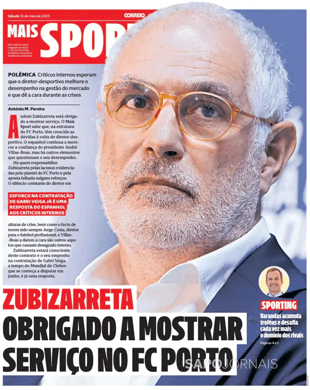Capa jornal Mais Sport-CM 2025-06-03