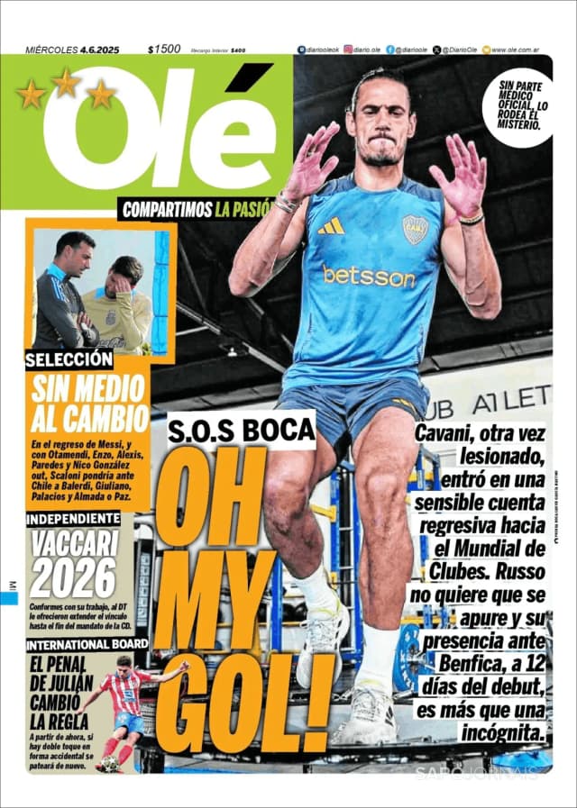 Capa jornal Olé 2025-06-04