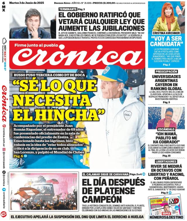 Capa jornal Crónica 2025-06-03