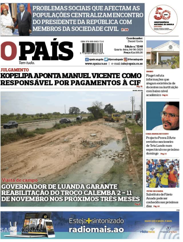 Capa jornal O País 2025-06-04