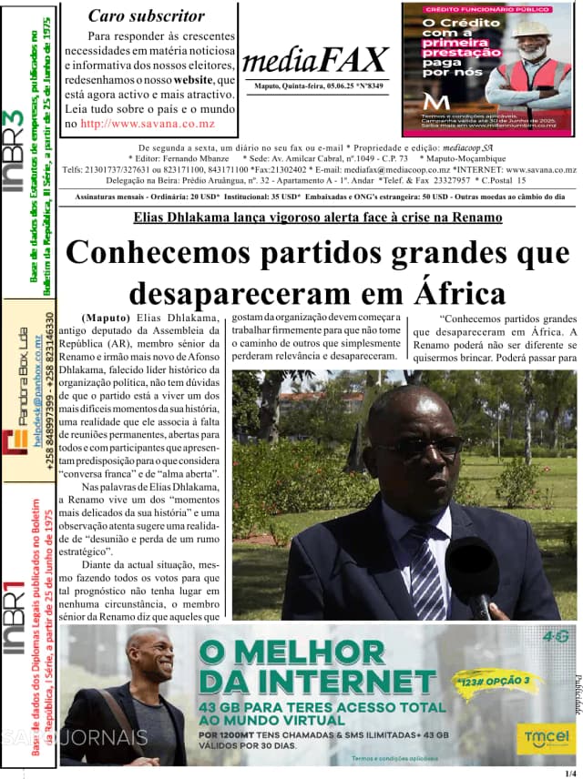 Capa jornal Mediafax 2025-06-05