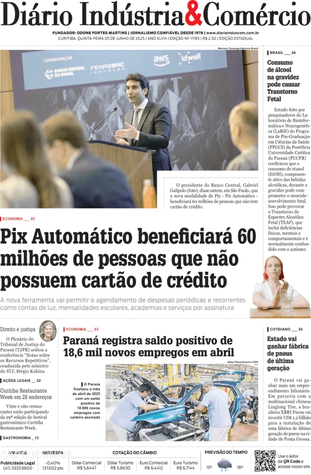Capa jornal Diário Indústria & Comércio 2025-06-05