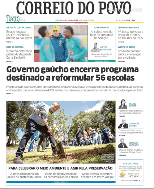 Capa jornal Correio do Povo 2025-06-05