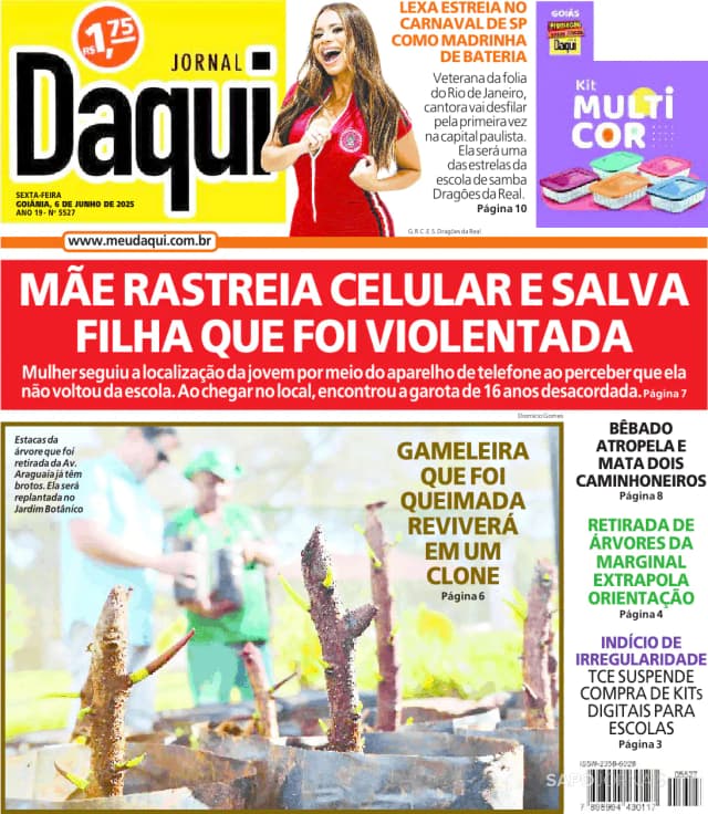 Capa jornal Daqui - O Popular 2025-06-06