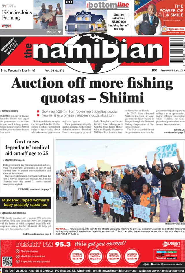 Capa jornal The Namibian 2025-06-05