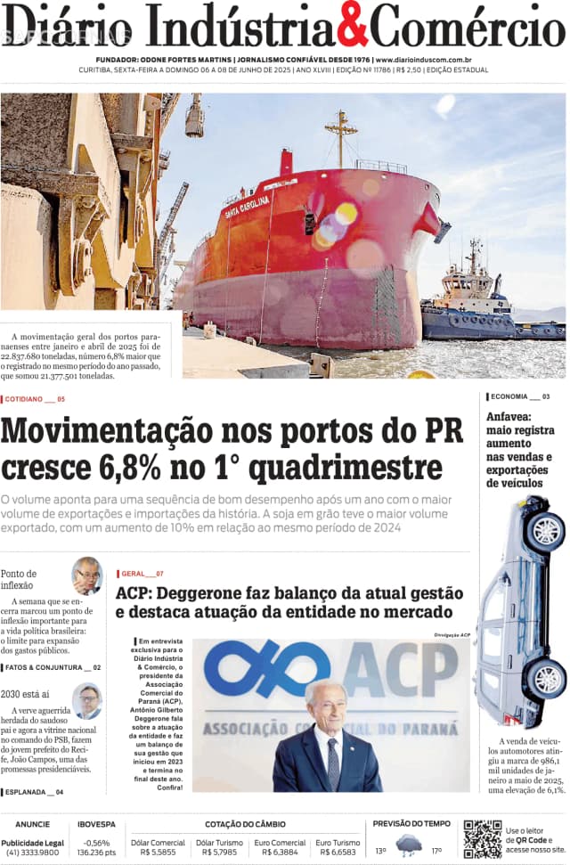 Capa jornal Diário Indústria & Comércio 2025-06-06
