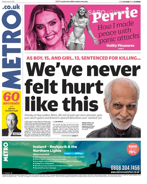 Capa jornal Metro London 2025-06-06
