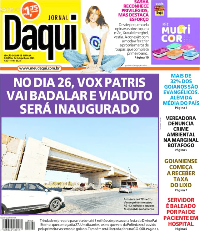 Capa jornal Daqui - O Popular 2025-06-07