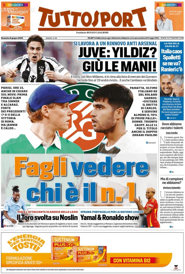Capa jornal Tuttosport 2025-06-08