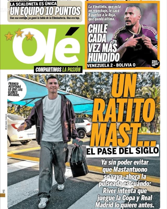 Capa jornal Olé 2025-06-07