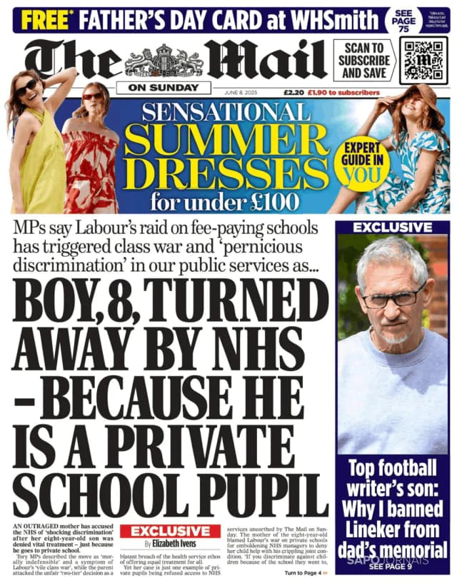 Capa jornal Daily Mail 2025-06-08