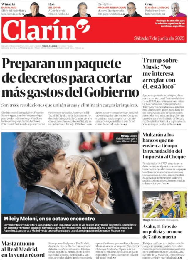 Capa jornal Clarín 2025-06-07
