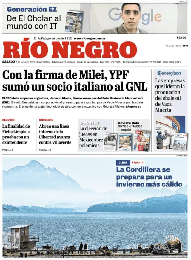 Capa jornal Rio Negro 2025-06-07