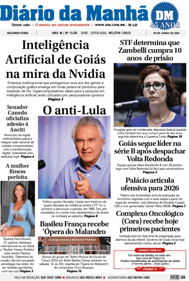 Capa jornal Diário da Manhã 2025-06-09