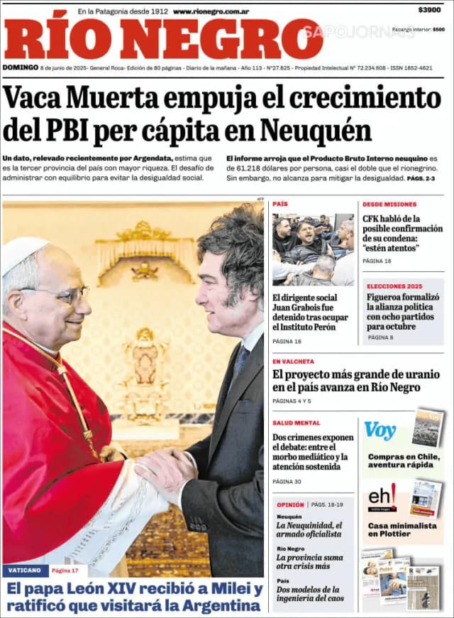 Capa jornal Rio Negro 2025-06-08