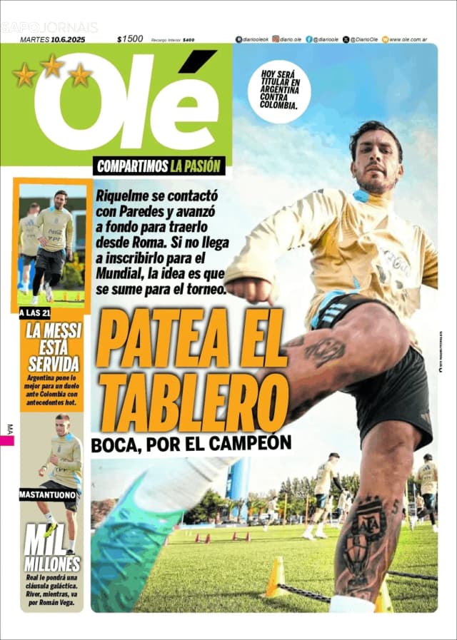 Capa jornal Olé 2025-06-10