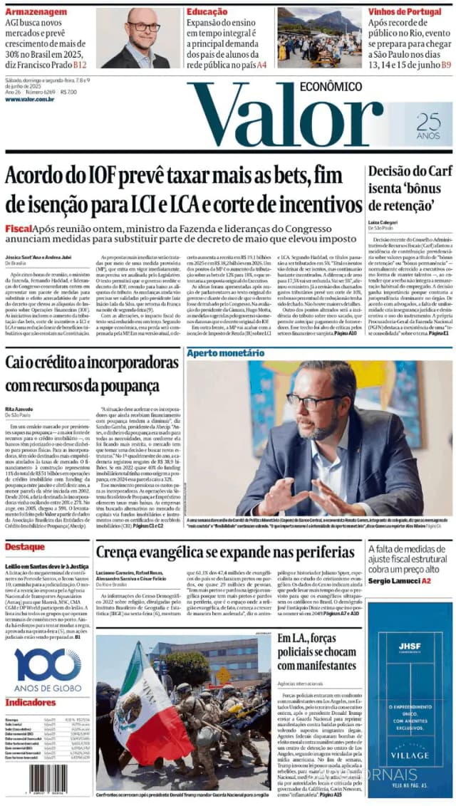 Capa jornal Valor Econômico 2025-06-09