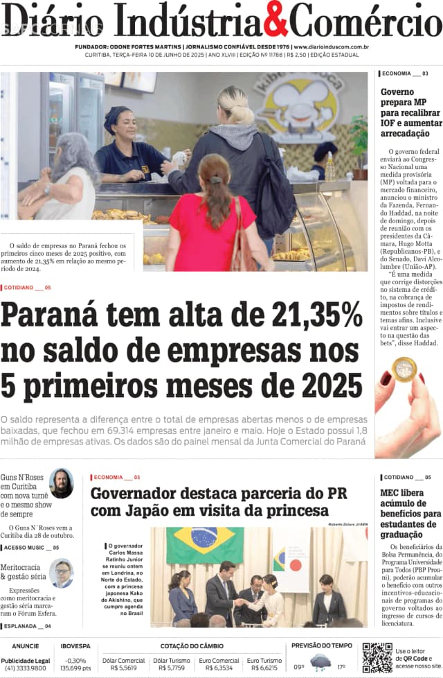 Capa jornal Diário Indústria & Comércio 2025-06-10