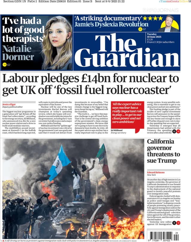 Capa jornal The Guardian 2025-06-10