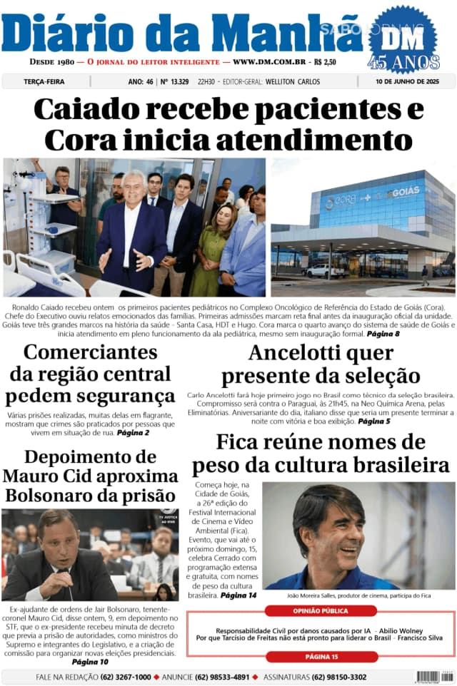 Capa jornal Diário da Manhã 2025-06-10