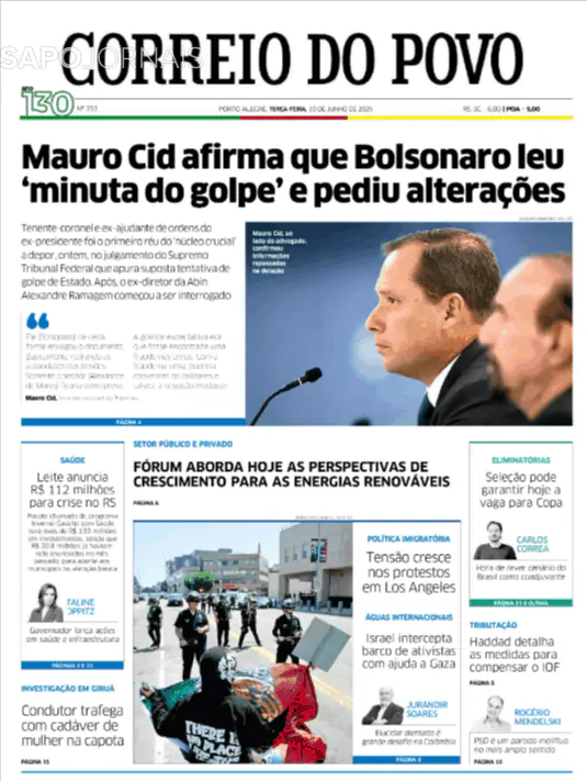 Capa jornal Correio do Povo 2025-06-10