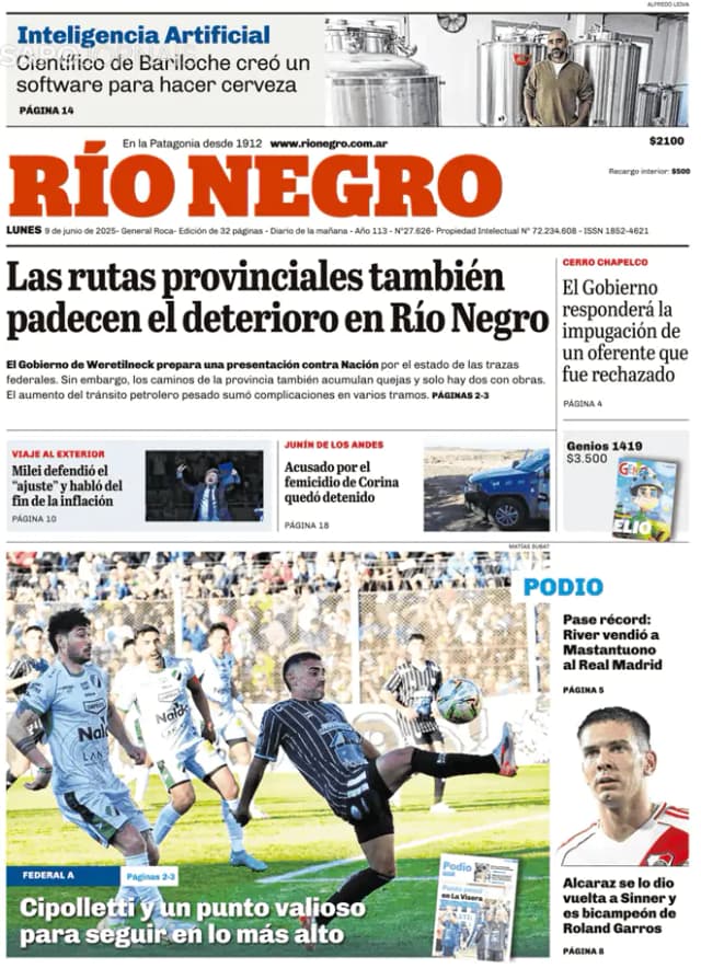 Capa jornal Rio Negro 2025-06-09