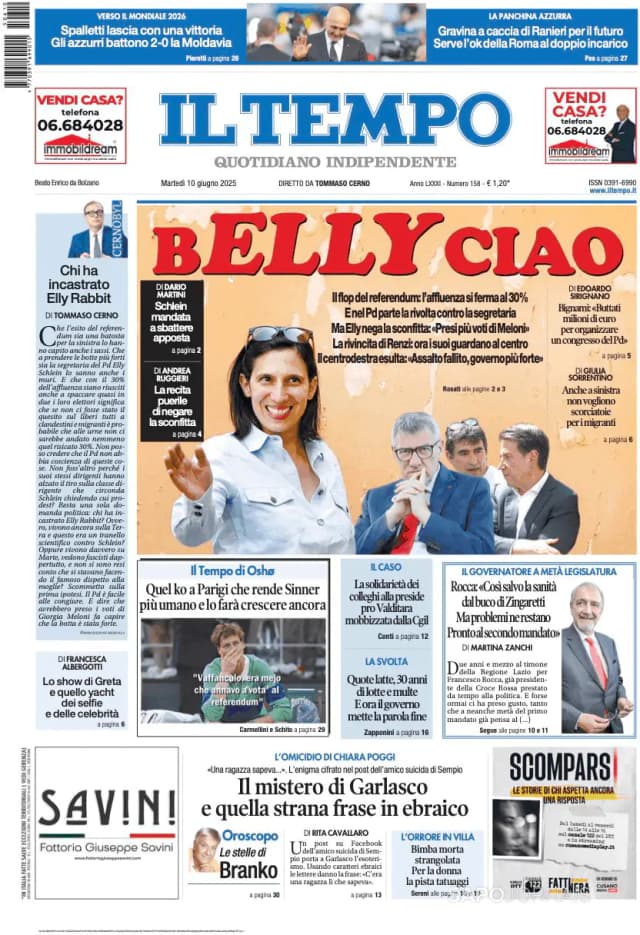 Capa jornal Il Tempo 2025-06-10