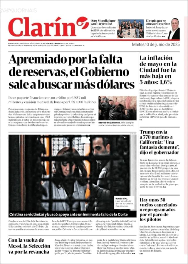 Capa jornal Clarín 2025-06-10